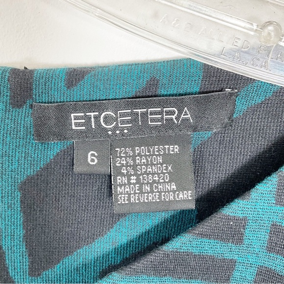 Etcetera size 6 Dress Black & Teal 3/4 Sleeve - Picture 3 of 3